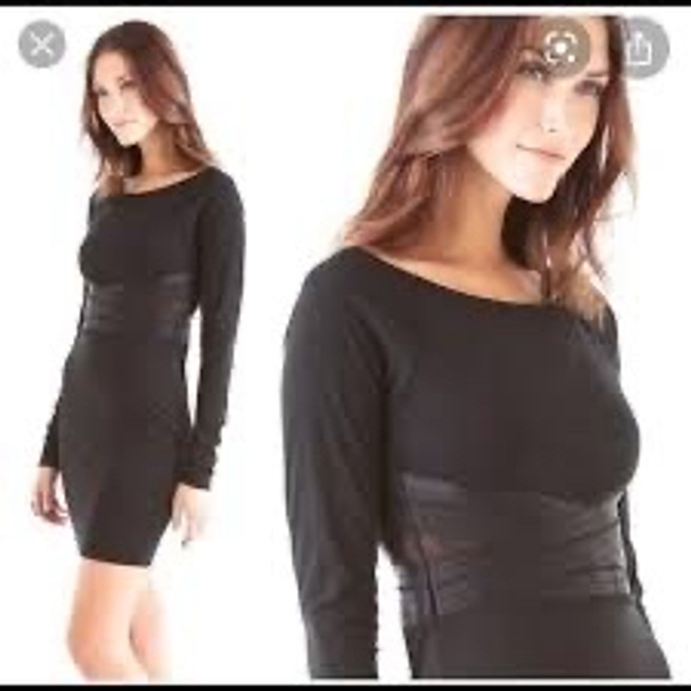 Elizabeth and James Black Long-Sleeve Mesh Panel Dress - Size‎ XS
